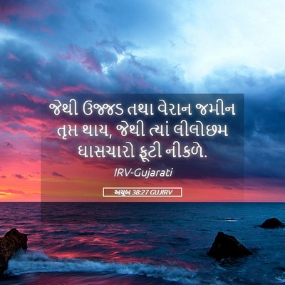 Picture 05 - અયૂબ 38:27 GUJIRV - જેથી ઉજ્જડ તથા - Bible Verse Picture