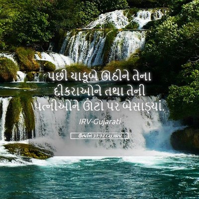 Picture 05 - ઉત્પત્તિ 31:17 GUJIRV - પછી યાકૂબે ઊઠીને - Bible Verse Picture