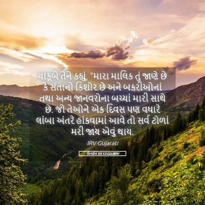 Picture 05 - ઉત્પત્તિ 33:13 GUJIRV - યાકૂબે તેને - Bible Verse Picture
