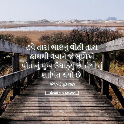 Picture 05 - ઉત્પત્તિ 4:11 GUJIRV - હવે તારા ભાઈનું - Bible Verse Picture
