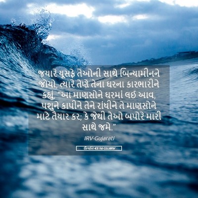 Picture 05 - ઉત્પત્તિ 43:16 GUJIRV - જયારે યૂસફે તેઓની - Bible Verse Picture