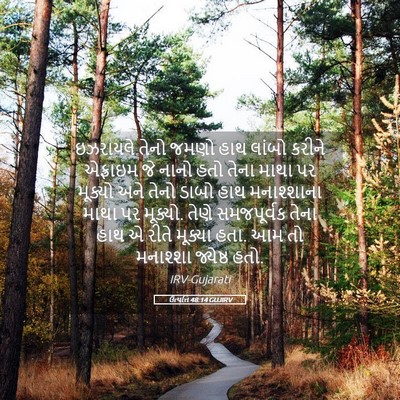 Picture 05 - ઉત્પત્તિ 48:14 GUJIRV - ઇઝરાયલે તેનો જમણો - Bible Verse Picture