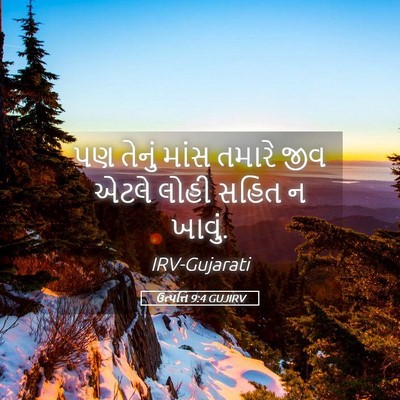 Picture 05 - ઉત્પત્તિ 9:4 GUJIRV - પણ તેનું માંસ - Bible Verse Picture