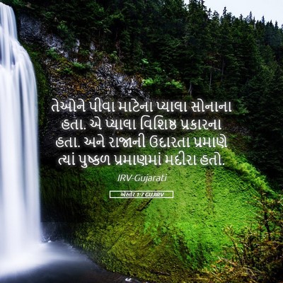 Picture 05 - એસ્તેર 1:7 GUJIRV - તેઓને પીવા માટેના - Bible Verse Picture