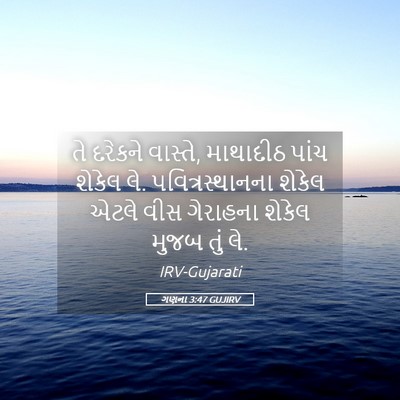 Picture 05 - ગણના 3:47 GUJIRV - તે દરેકને વાસ્તે, - Bible Verse Picture