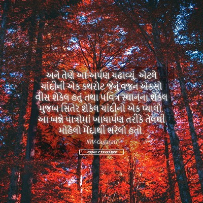 Picture 05 - ગણના 7:19 GUJIRV - અને તેણે આ અર્પણ - Bible Verse Picture