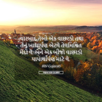 Picture 05 - ગણના 8:8 GUJIRV - ત્યારબાદ તેઓ એક - Bible Verse Picture