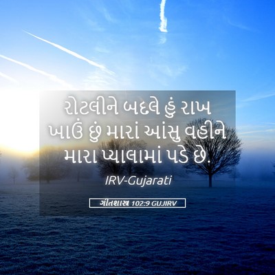 Picture 05 - ગીતશાસ્ત્ર 102:9 GUJIRV - રોટલીને બદલે હું - Bible Verse Picture