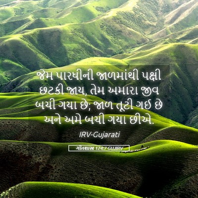 Picture 05 - ગીતશાસ્ત્ર 124:7 GUJIRV - જેમ પારધીની - Bible Verse Picture