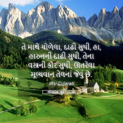 Picture 05 - ગીતશાસ્ત્ર 133:2 GUJIRV - તે માથે ચોળેલા, - Bible Verse Picture
