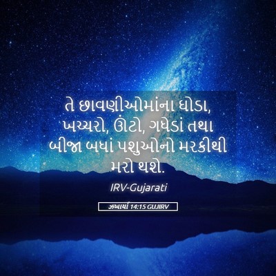 Picture 05 - ઝખાર્યા 14:15 GUJIRV - તે છાવણીઓમાંના - Bible Verse Picture