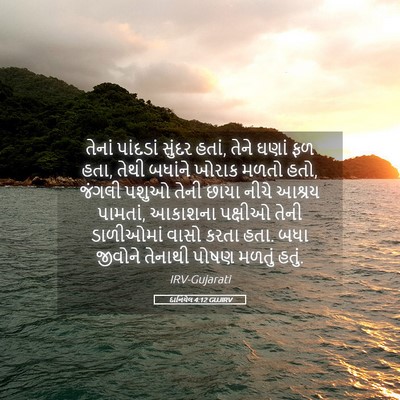 Picture 05 - દાનિયેલ 4:12 GUJIRV - તેનાં પાંદડાં - Bible Verse Picture