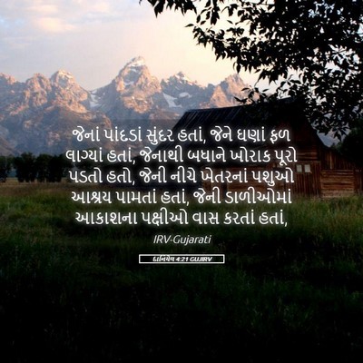Picture 05 - દાનિયેલ 4:21 GUJIRV - જેનાં પાંદડાં - Bible Verse Picture