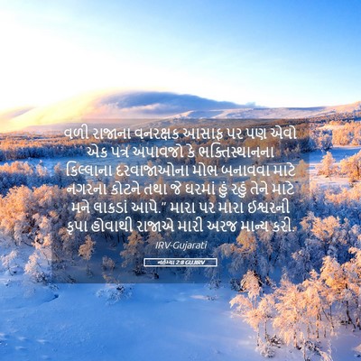 Picture 05 - નહેમ્યા 2:8 GUJIRV - વળી રાજાના - Bible Verse Picture