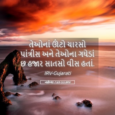 Picture 05 - નહેમ્યા 7:69 GUJIRV - તેઓનાં ઊંટો ચારસો - Bible Verse Picture