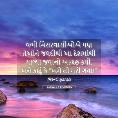 Picture 05 - નિર્ગમન 12:33 GUJIRV - વળી મિસરવાસીઓએ પણ - Bible Verse Picture