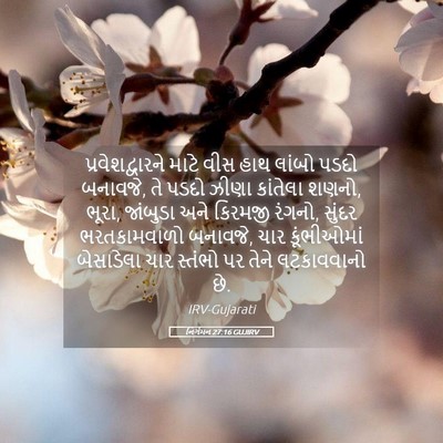 Picture 05 - નિર્ગમન 27:16 GUJIRV - પ્રવેશદ્વારને - Bible Verse Picture