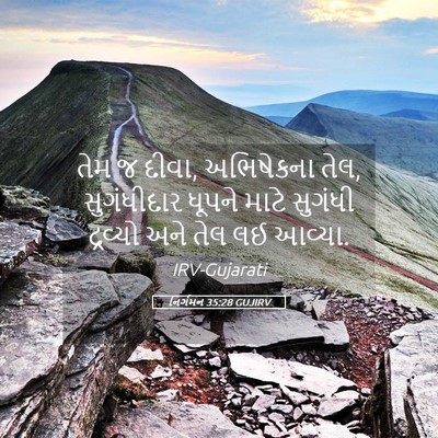 Picture 05 - નિર્ગમન 35:28 GUJIRV - તેમ જ દીવા, - Bible Verse Picture