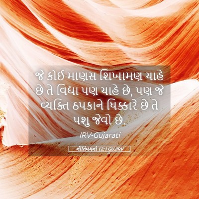 Picture 05 - નીતિવચનો 12:1 GUJIRV - જે કોઈ માણસ શિખામણ - Bible Verse Picture