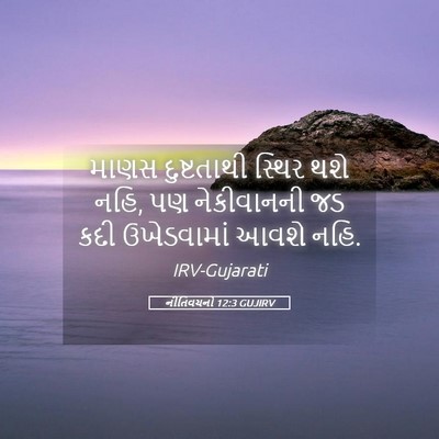 Picture 05 - નીતિવચનો 12:3 GUJIRV - માણસ દુષ્ટતાથી - Bible Verse Picture