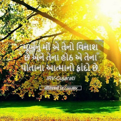 Picture 05 - નીતિવચનો 18:7 GUJIRV - મૂર્ખનું મોં એ - Bible Verse Picture