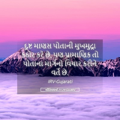 Picture 05 - નીતિવચનો 21:29 GUJIRV - દુષ્ટ માણસ પોતાની - Bible Verse Picture