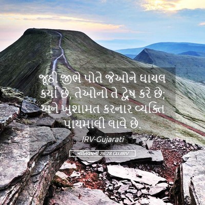 Picture 05 - નીતિવચનો 26:28 GUJIRV - જૂઠી જીભે પોતે - Bible Verse Picture