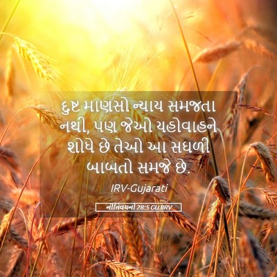 Picture 05 - નીતિવચનો 28:5 GUJIRV - દુષ્ટ માણસો ન્યાય - Bible Verse Picture