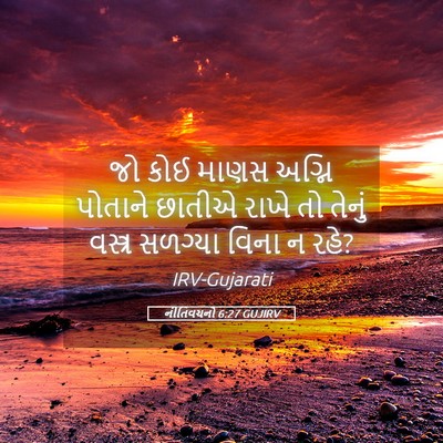 Picture 05 - નીતિવચનો 6:27 GUJIRV - જો કોઈ માણસ અગ્નિ - Bible Verse Picture