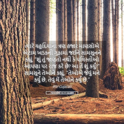 Picture 05 - ન્યાયાધીશો 15:11 GUJIRV - ત્યારે યહૂદિયાના - Bible Verse Picture
