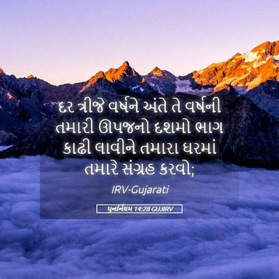 Picture 05 - પુનર્નિયમ 14:28 GUJIRV - દર ત્રીજે વર્ષને - Bible Verse Picture