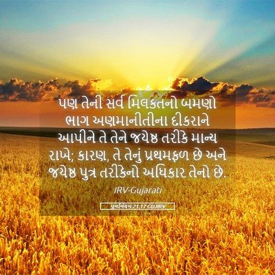 Picture 05 - પુનર્નિયમ 21:17 GUJIRV - પણ તેની સર્વ - Bible Verse Picture