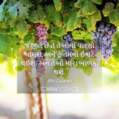 Picture 05 - પ્રકટીકરણ 21:7 GUJIRV - જે જીતે છે તે તેઓનો - Bible Verse Picture