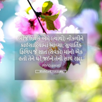 Picture 05 - પ્રેરિતોનાં ક્રત્યો 21:8 GUJIRV - બીજે દિવસે અમે - Bible Verse Picture