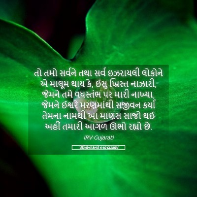 Picture 05 - પ્રેરિતોનાં ક્રત્યો 4:10 GUJIRV - તો તમો સર્વને તથા - Bible Verse Picture