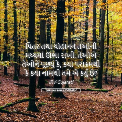Picture 05 - પ્રેરિતોનાં ક્રત્યો 4:7 GUJIRV - પિતર તથા યોહાનને - Bible Verse Picture