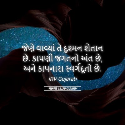 Picture 05 - માથ્થી 13:39 GUJIRV - જેણે વાવ્યાં તે - Bible Verse Picture
