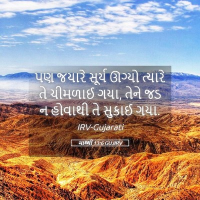 Picture 05 - માથ્થી 13:6 GUJIRV - પણ જયારે સૂર્ય - Bible Verse Picture