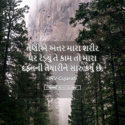 Picture 05 - માથ્થી 26:12 GUJIRV - તેણીએ અત્તર મારા - Bible Verse Picture