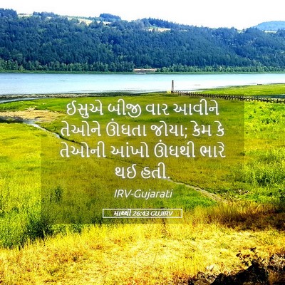 Picture 05 - માથ્થી 26:43 GUJIRV - ઈસુએ બીજી વાર - Bible Verse Picture
