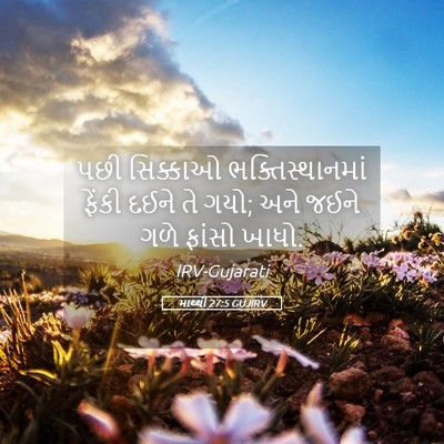 Picture 05 - માથ્થી 27:5 GUJIRV - પછી સિક્કાઓ - Bible Verse Picture