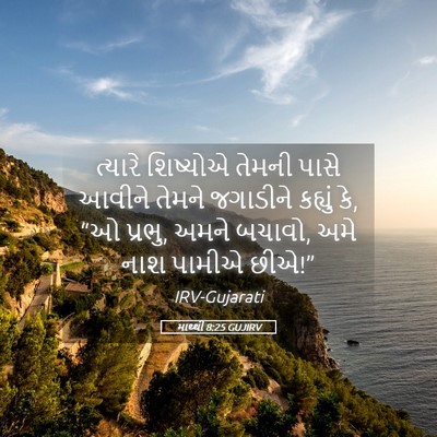 Picture 05 - માથ્થી 8:25 GUJIRV - ત્યારે શિષ્યોએ - Bible Verse Picture