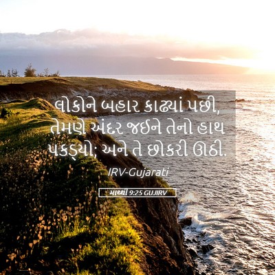 Picture 05 - માથ્થી 9:25 GUJIRV - લોકોને બહાર - Bible Verse Picture
