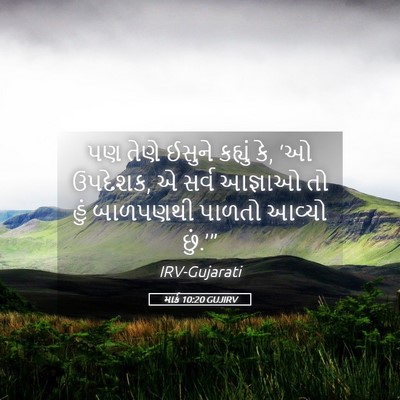 Picture 05 - માર્ક 10:20 GUJIRV - પણ તેણે ઈસુને - Bible Verse Picture