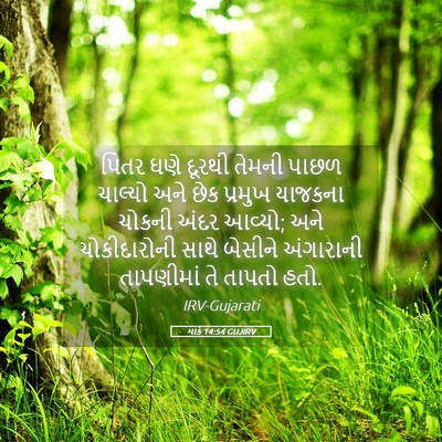 Picture 05 - માર્ક 14:54 GUJIRV - પિતર ઘણે દૂરથી - Bible Verse Picture