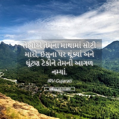 Picture 05 - માર્ક 15:19 GUJIRV - તેઓએ તેમના - Bible Verse Picture