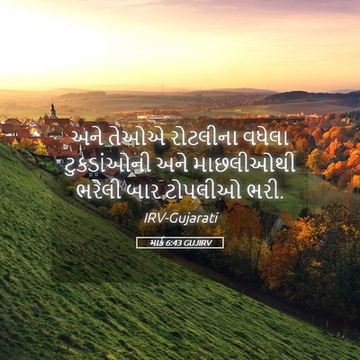 Picture 05 - માર્ક 6:43 GUJIRV - અને તેઓએ રોટલીના - Bible Verse Picture