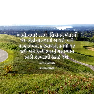 Picture 05 - મીખાહ 3:12 GUJIRV - આથી, તમારે કારણે, - Bible Verse Picture