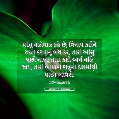 Picture 05 - યર્મિયા 31:16 GUJIRV - પરંતુ યહોવાહ કહે - Bible Verse Picture