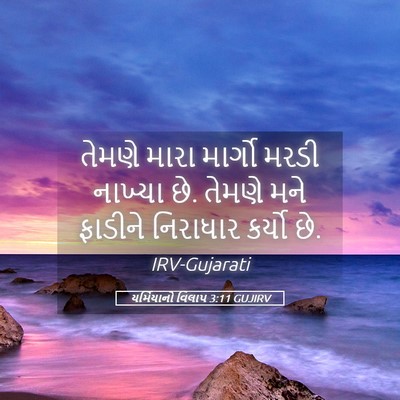 Picture 05 - યર્મિયાનો વિલાપ 3:11 GUJIRV - તેમણે મારા માર્ગો - Bible Verse Picture
